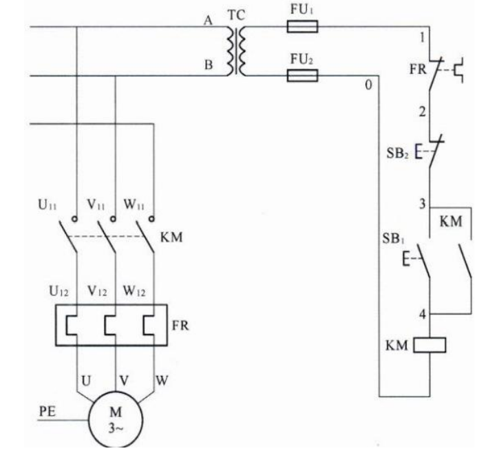 图13-12 电动机单向启动自锁控制线路图 图13-12 电动机单向启动自锁控制线路图