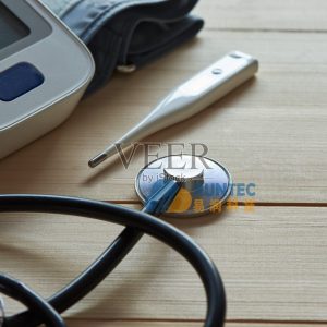 Blood pressure monitor, stethoscope, flashlight, thermometer